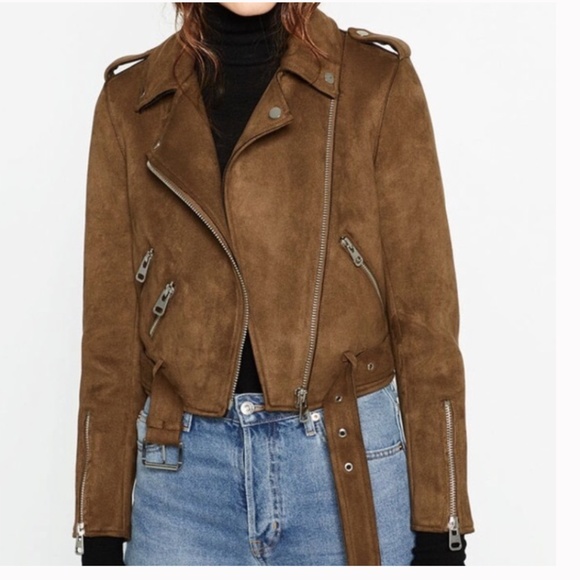 Zara Brown Leather Jacket - Picture 2 of 10